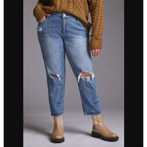 Anthropologie Pilcro The Heritage Boyfriend Jeans Mid Rise Crop Distressed